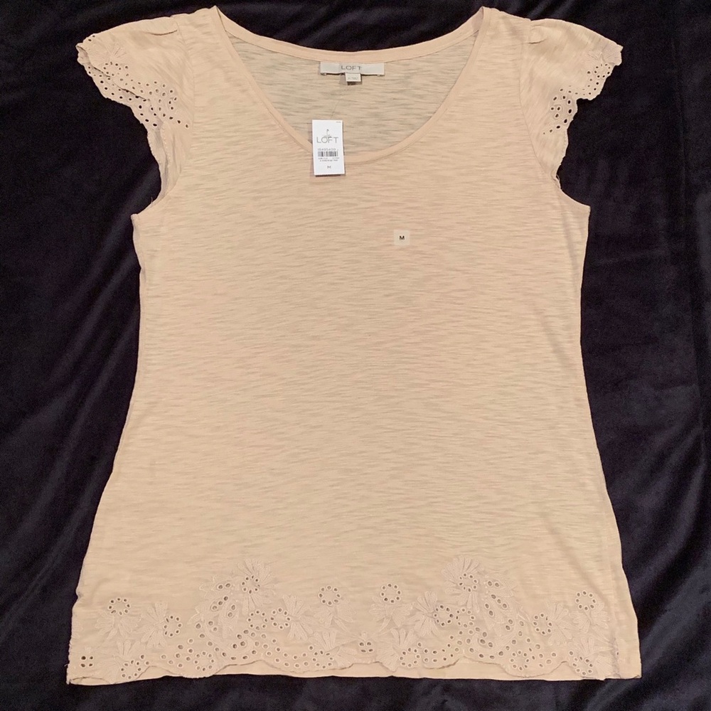 Ann Taylor Loft Short Sleeved Eyelet Design Top